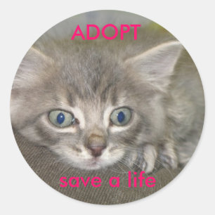 nermil, save a life, ADOPT Classic Round Sticker