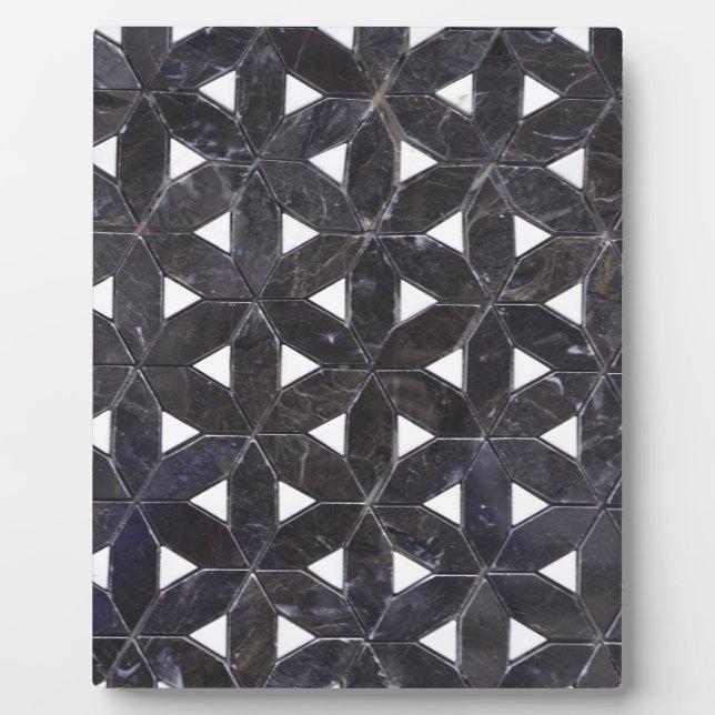 Nero Marquina Geometric Lattice Mosaic Plaque (Front)