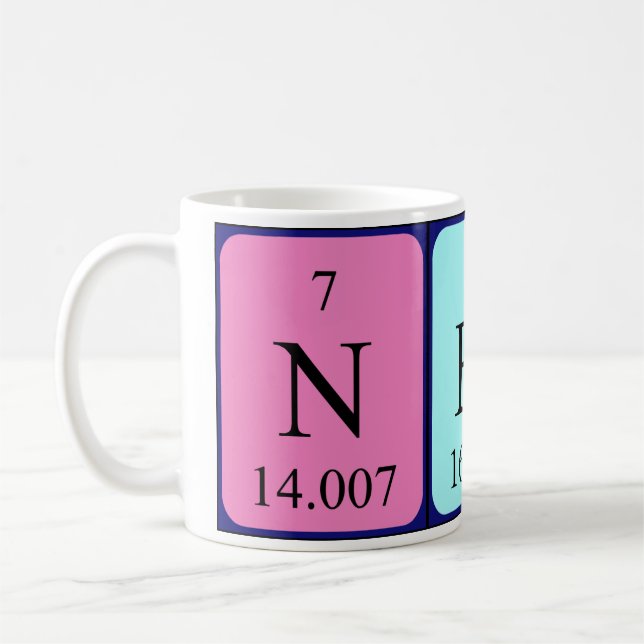 Nero periodic table name mug (Left)