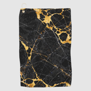 Nero Portoro Luxury Black Gold Marble Design Golf Towel