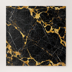 Nero Portoro Luxury Black Gold Marble Design Jigsaw Puzzle