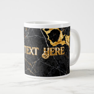 Nero Portoro Luxury Black Gold Marble Design Large Coffee Mug