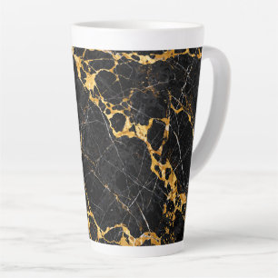 Nero Portoro Luxury Black Gold Marble Design Latte Mug