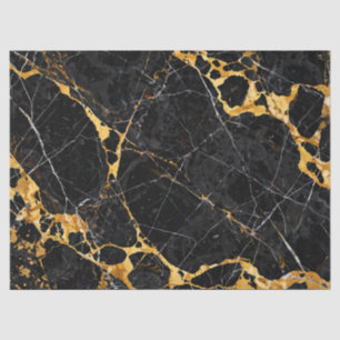 Nero Portoro Luxury Black Gold Marble Design Tissue Paper