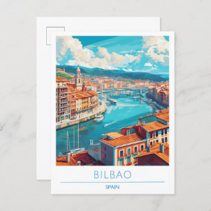 Nervion River Bilbao Spain Vintage Travel Postcard