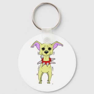 Nervous Chihuahua Cartoon Key Ring