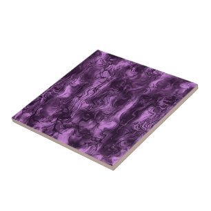 Nervous Energy Grungy Abstract Art Amethyst Orchid Ceramic Tile