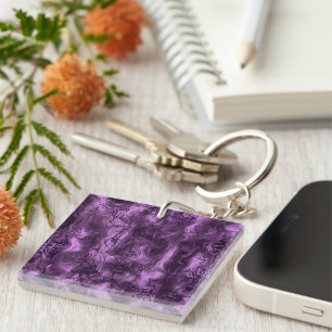 Nervous Energy Grungy Abstract Art Amethyst Orchid Key Ring