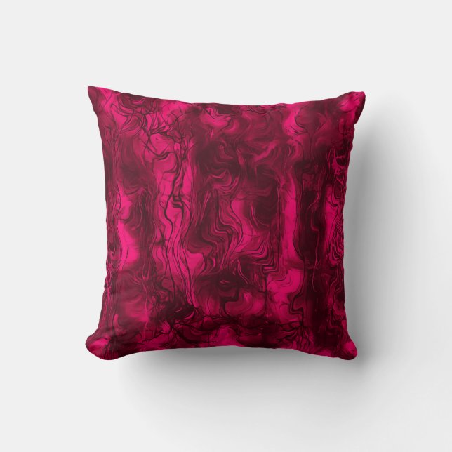 Nervous Energy Grungy Abstract Art Raspberry Rust. Cushion (Front)