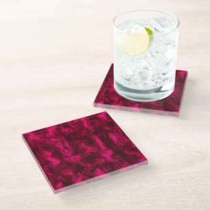 Nervous Energy Grungy Abstract Art Raspberry Rust. Glass Coaster