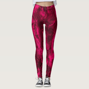 Nervous Energy Grungy Abstract Art Raspberry Rust. Leggings