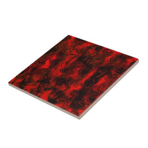 Nervous Energy Grungy Abstract Art Red And Black. Ceramic Tile