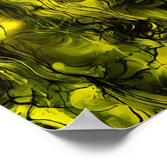 Nervous Energy Grungy Abstract  Black and Yellow Poster (Corner)