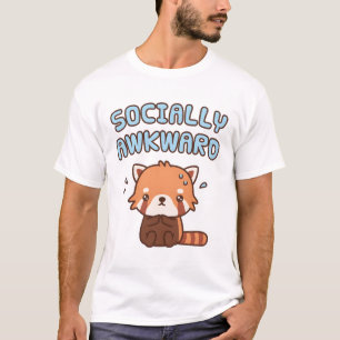 Nervous Red Panda Socially Awkward Funny T-Shirt