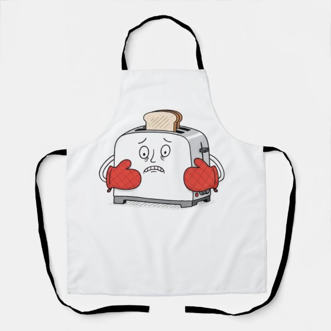Nervous Toaster Apron | Funny Bread Kitchen Pun (Front)