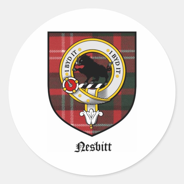 Nesbitt Clan Crest Badge Tartan Classic Round Sticker (Front)