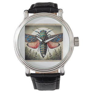 Nesomomus insect dorsal view in watercolor and ink watch