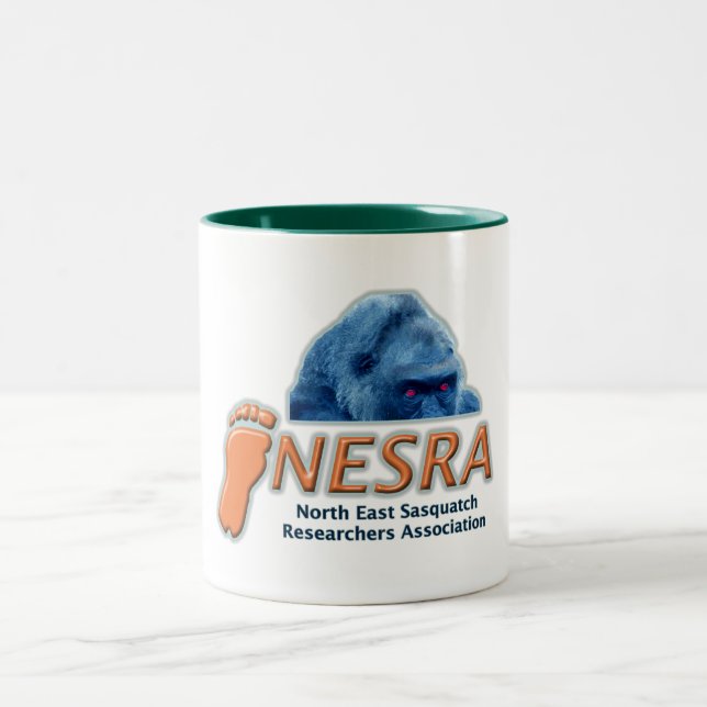 NESRA Two-Tone Ceramic Coffee Mug - White/Green (Center)