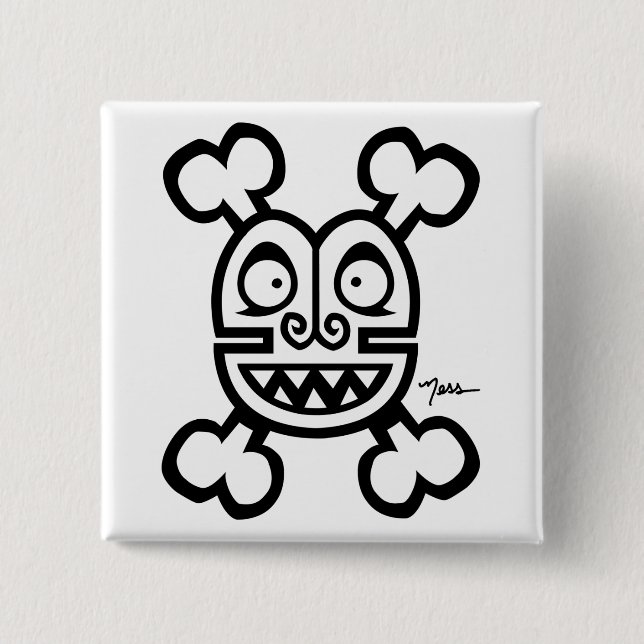 NESS SKULL & BONES LOGO 15 CM SQUARE BADGE (Front)