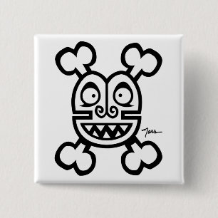 NESS SKULL & BONES LOGO 15 CM SQUARE BADGE