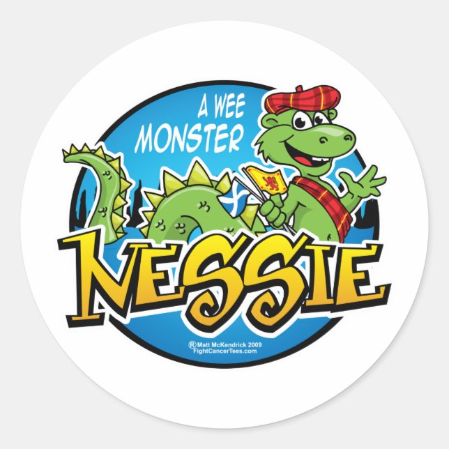Nessie: A Wee Monster Classic Round Sticker (Front)
