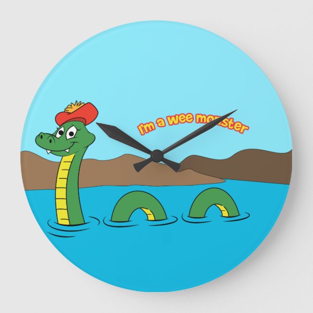 Nessie (Loch Ness Monster) Large Clock (Front)