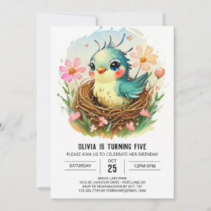 Nest Bohemian Bird Birthday Invitation