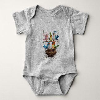 Nest Builders: A Charming Cartoon of Teamwork Baby Bodysuit