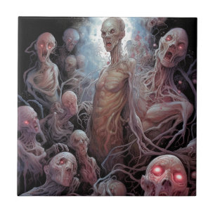 Nest Of Undead Zombies Horror Art Ceramic Tile