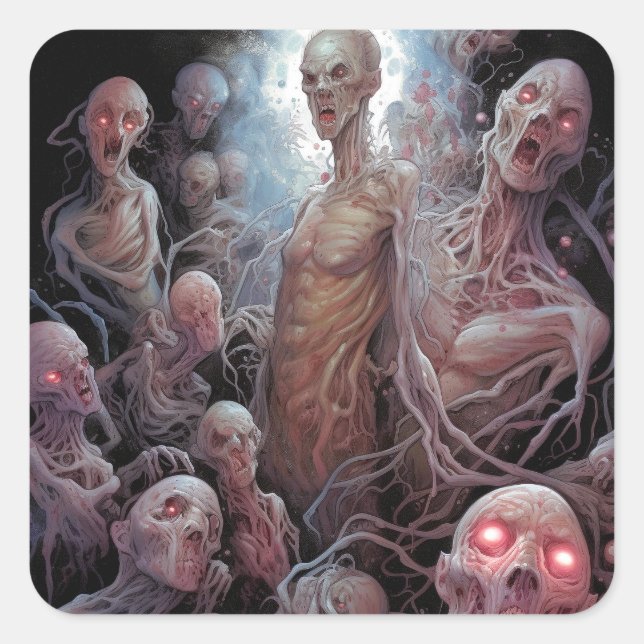 Nest Of Undead Zombies Horror Art Square Sticker (Front)