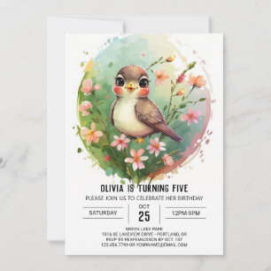 Nest Online Bird Birthday Invitation