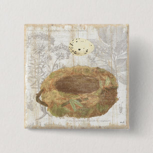 Nest with Speckled Egg 15 Cm Square Badge