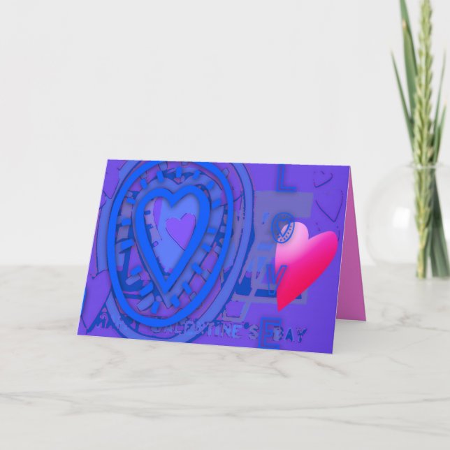Nested Hearts Valentine's Day Blue Harmony card (Front)