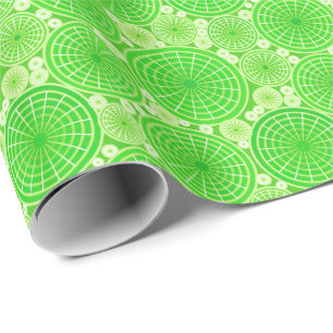 Nested wheels - lime green wrapping paper
