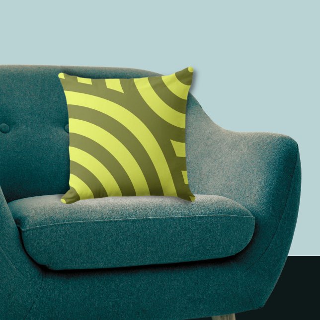 Nested Yellow Quarter Circular Stripes Cushion (Nested Yellow Quarter Circular Stripes Throw Pillow)