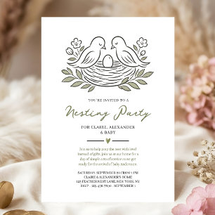 Nesting Baby Shower Sage Green Gender Neutral Invitation