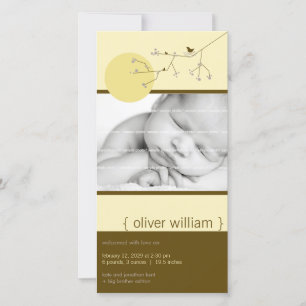 Nesting Bird & Family Baby Boy Birth Announcement