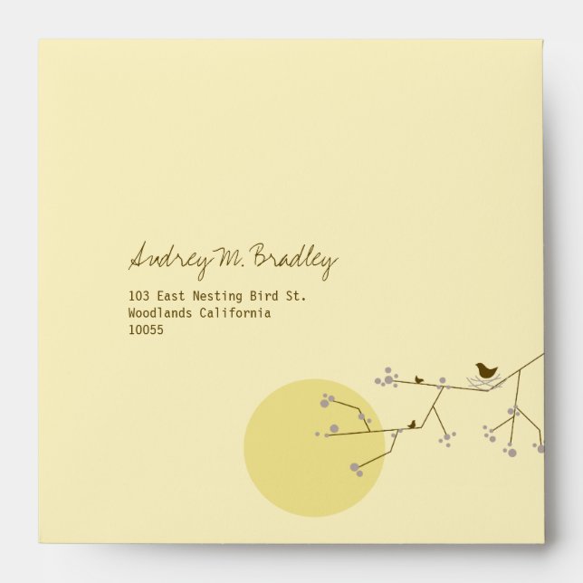 Nesting Bird Family Baby Shower Custom Envelope (Front)