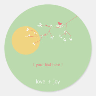 Nesting Bird Family Baby Shower Party Sticker