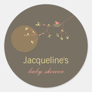 Nesting Bird Family Baby Shower Party Sticker