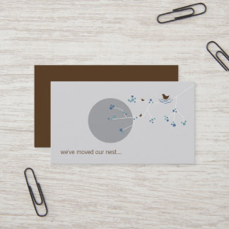 Nesting Bird + Family Blue Custom New Home Address Business Card