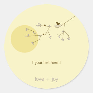 Nesting Bird Family On Branches Simple Baby Shower Classic Round Sticker