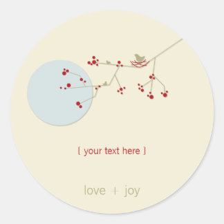 Nesting Bird Family On Branches Simple Baby Shower Classic Round Sticker