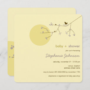 Nesting Bird Family Tree Simple Chic Baby Shower Invitation