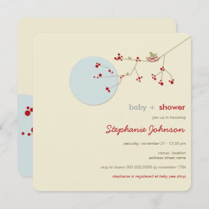 Nesting Bird Family Tree Simple Chic Baby Shower Invitation