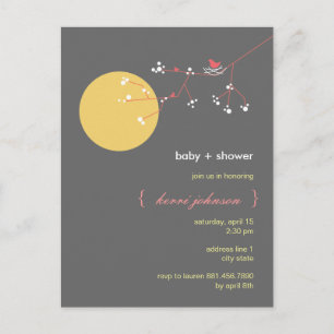 Nesting Bird Family Tree Whimsical Baby Shower Invitation Postcard