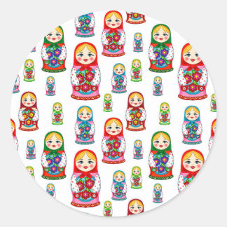 Nesting doll pattern classic round sticker
