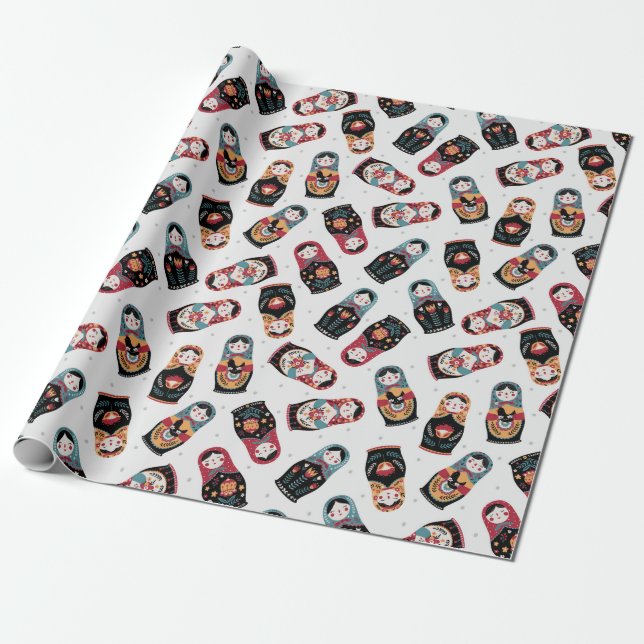 Nesting Dolls Wrapping Paper (Unrolled)