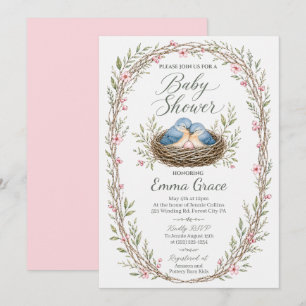 Nesting Eastern Bluebirds Baby Shower Invite