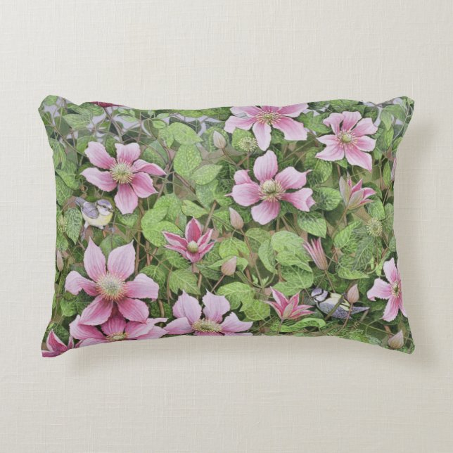 Nesting in Clematis Decorative Cushion (Front)